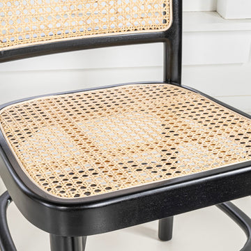 Colmar Mid-Century Vintage Wood Rattan Dining Chair - JONATHAN Y